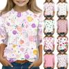 Kid's Round Neck Cute Flower Day Print Lightweight Spring/Summer Top