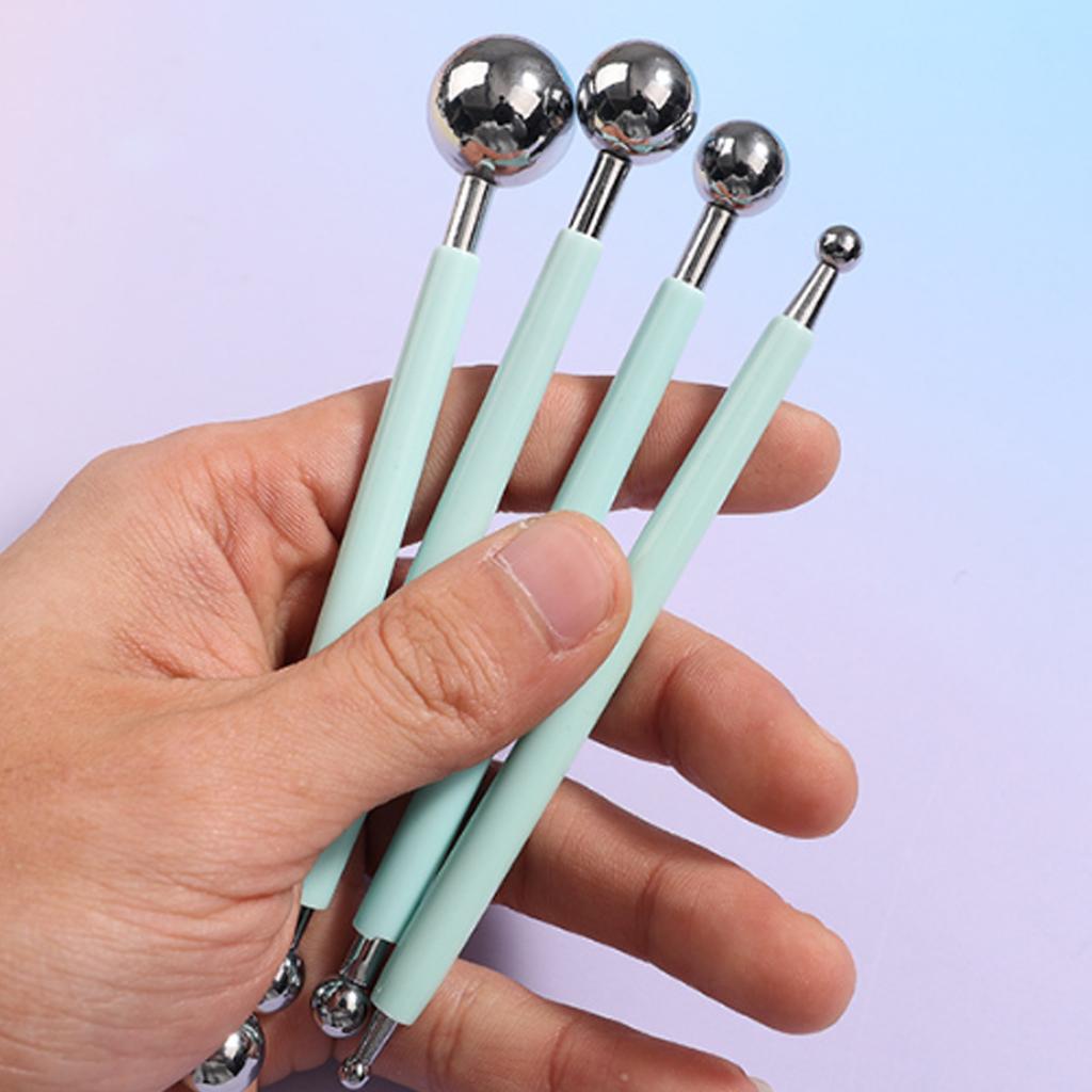 4Pcs Multifunctional Pottery Craft Tool with Stainless Steel Tip Double Ended Clay Dotting Tool for Ceramic Detailing