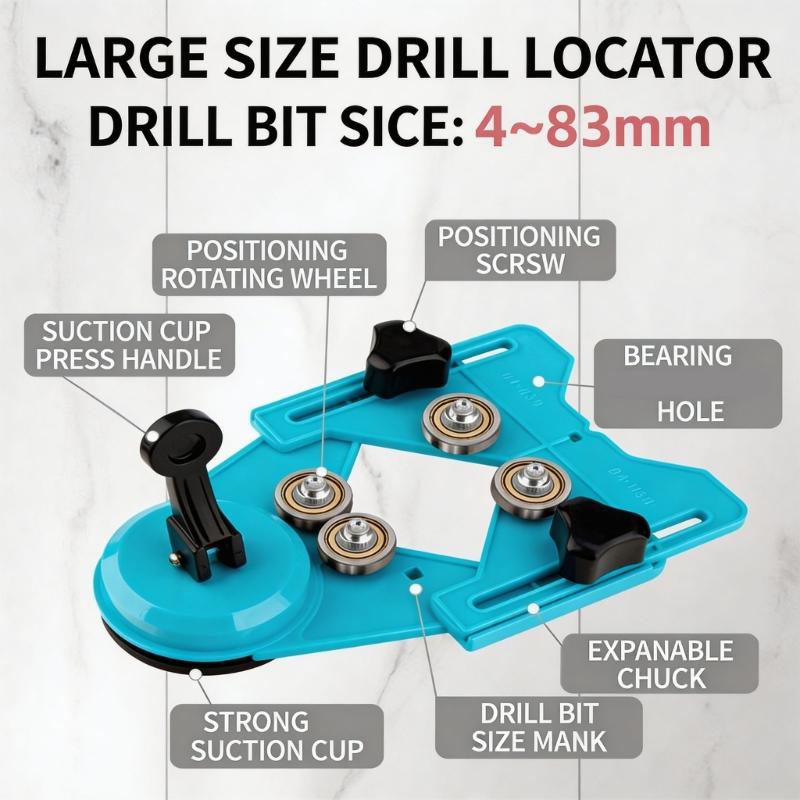 Adjustable Tile Drilling Positioning Frame with Roller Guide Structure for Wall Tile Work, Bathroom Fixture Mounting and Shelf Installation