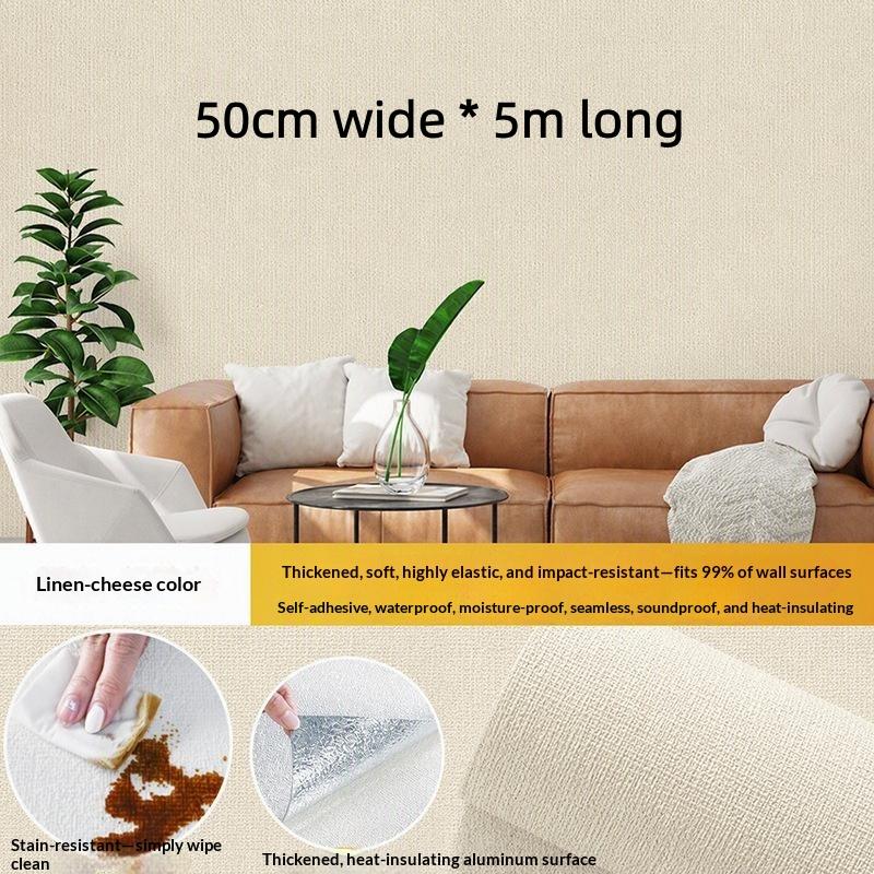 Self-Adhesive 3D Linen Foam Wall Sticker Moisture-Proof Wallpaper For Living Room Bedroom Bathroom Dormitory Home Decorationecor