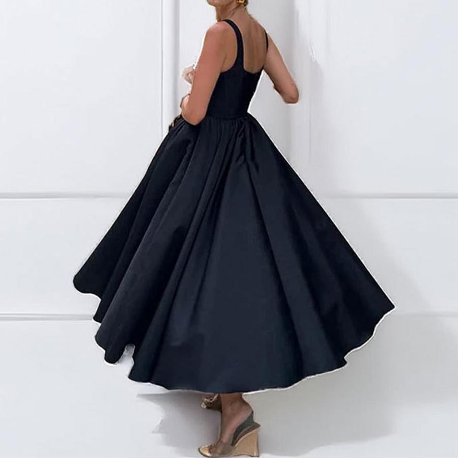 Spring New Arrivals Women's Wear Elegant Figure-Hugging Square Neck Patchwork A-Line Dress