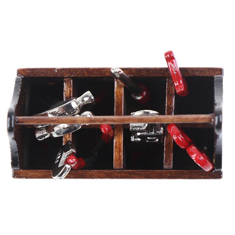 1:12 Scale Dollhouse Miniature Wooden Box Metal Hand Tools Set For Dolls Toy