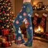 Women's Christmas Print Pants Casual Plush Pajama Bottoms for Holiday Lounging