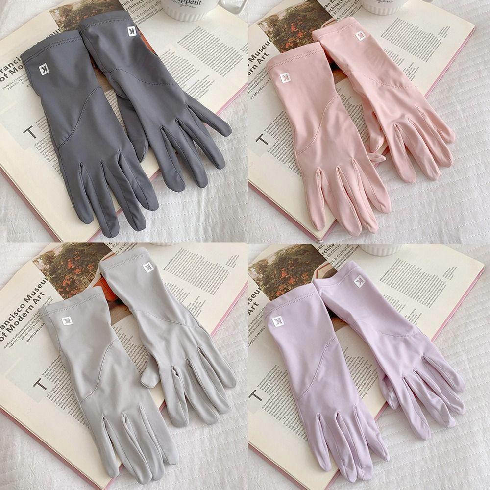 Non-slip Anti-UV Gloves Sunscreen Sun Protection Gloves Cool Riding Mittens for Women Lady