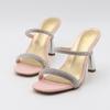 Fashion Shoes Slippers Soft Women Heels Glitter Slides Fashion Low Beige Heeled Sandals Pantofle Comfort High Jelly Summer Luxury Black