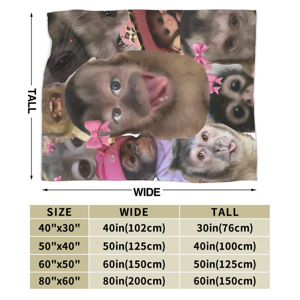 Funny Monkey Cartoon Fashion Blanket Warm Cozy Fluffy Throw Fashion Blankets for Sofa Multiple Sizes Bedding Throws