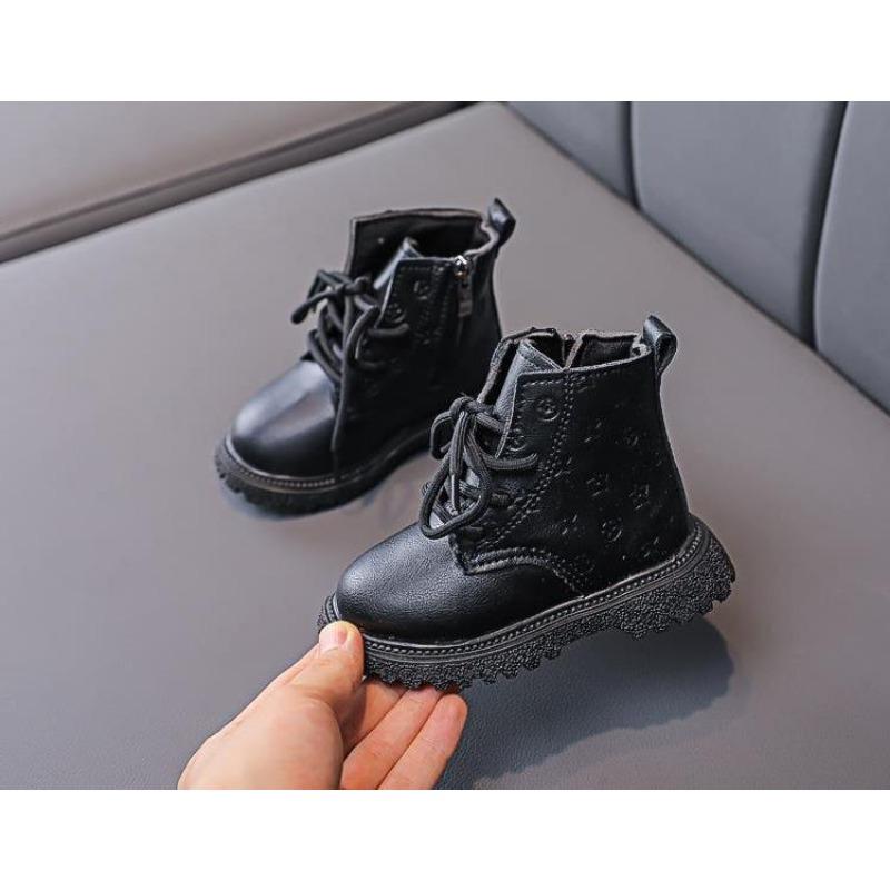 Fashion versatile children's warm short boots boys British style velvet single boots