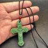 Imitation Green Jade Cross Pendant Necklace Hand-Carved High Quality Non-Irritating Jewelry for All Age Groups Gifting