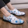 Men’s Shoes Derby White Flower Print Dress Shoes Tuxedo Wedding Blazers Saddle Shoes Plus Size