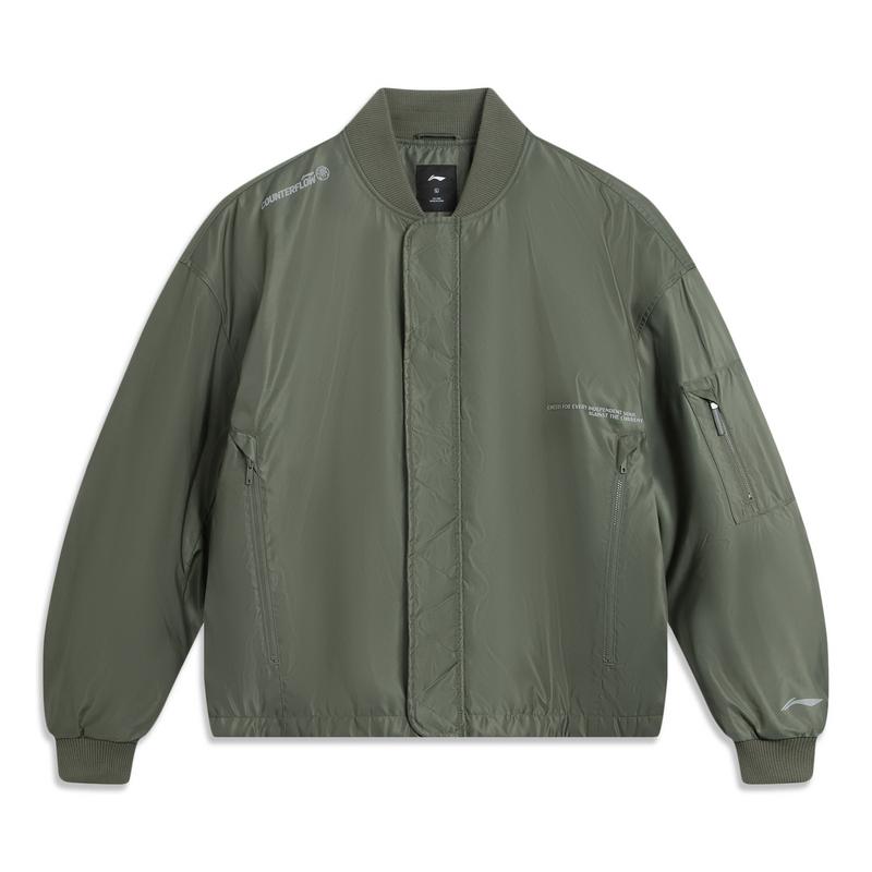 Li Ning Outdoor CF Reflective Loose Cotton Jacket Men Jacket Gray AJDV211-3