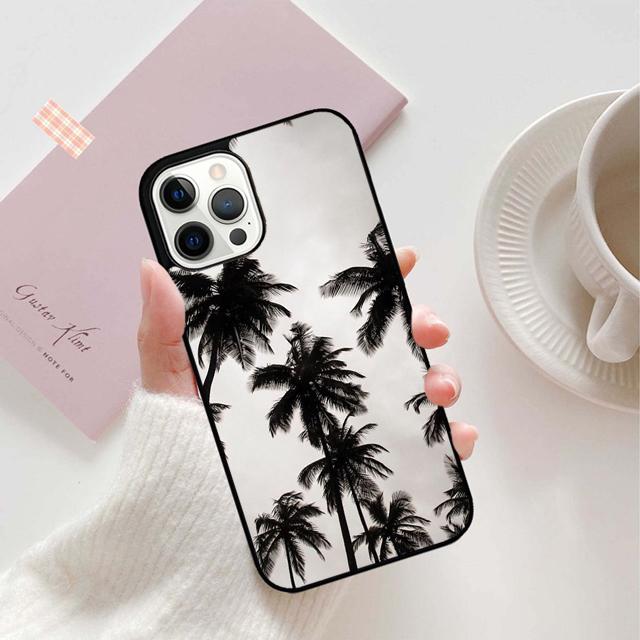 

Черно-белые тропические пальмы Чехол для телефона Для iPhone 17 Air 16 15 11 12 13 14 Pro Max Plus coque iPhone 13