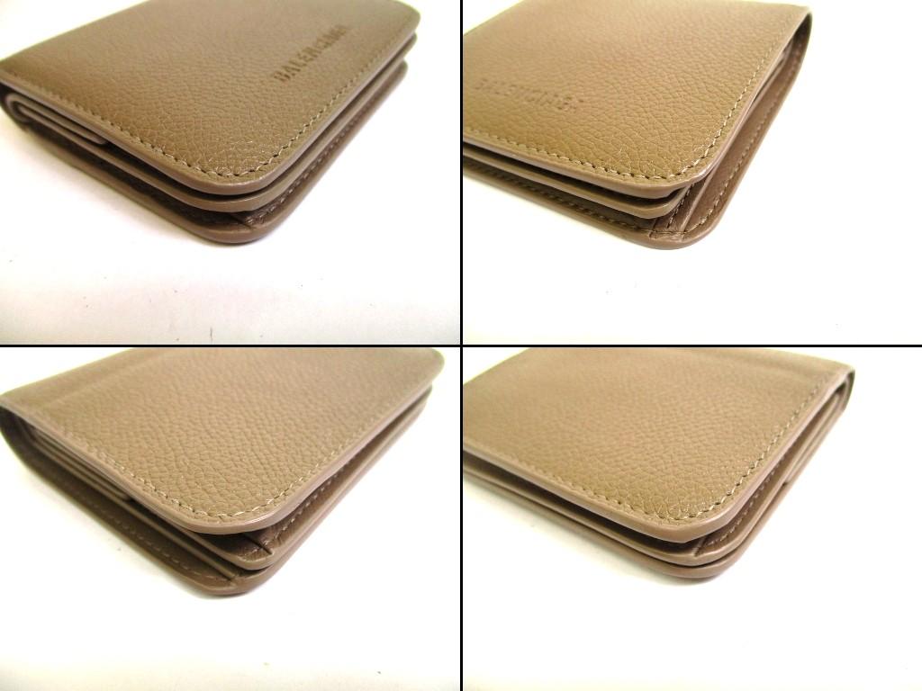 Authentic BALENCIAGA Mink Grey Leather Bifold Wallet Compact Wallet #b229 Open box