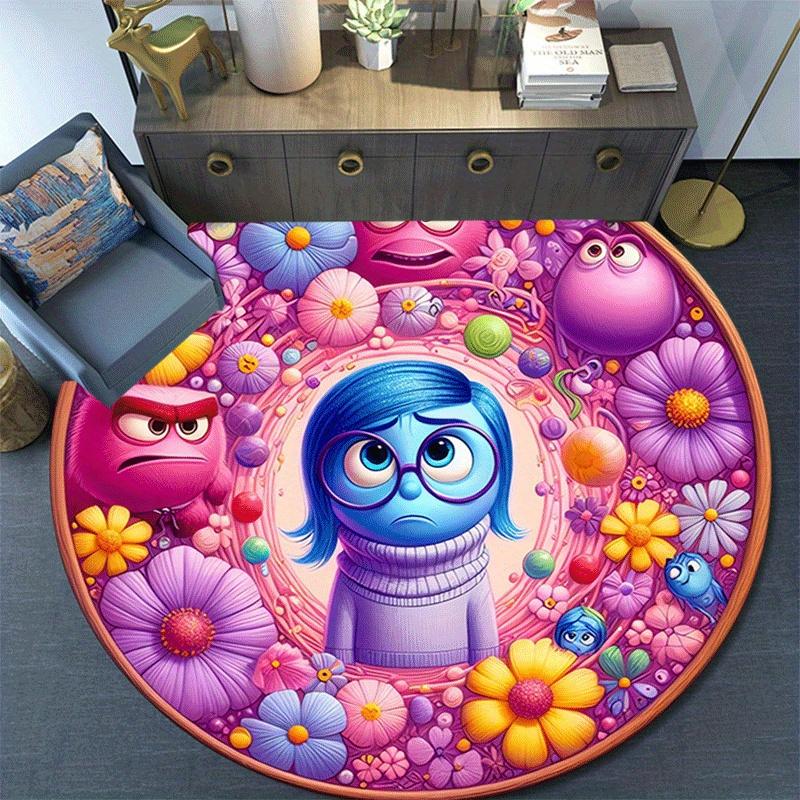 1pc Inside Out Round Area Rug,Non Slip,Machine Washable Polyester Carpet for Living Room,Bedroom Decor