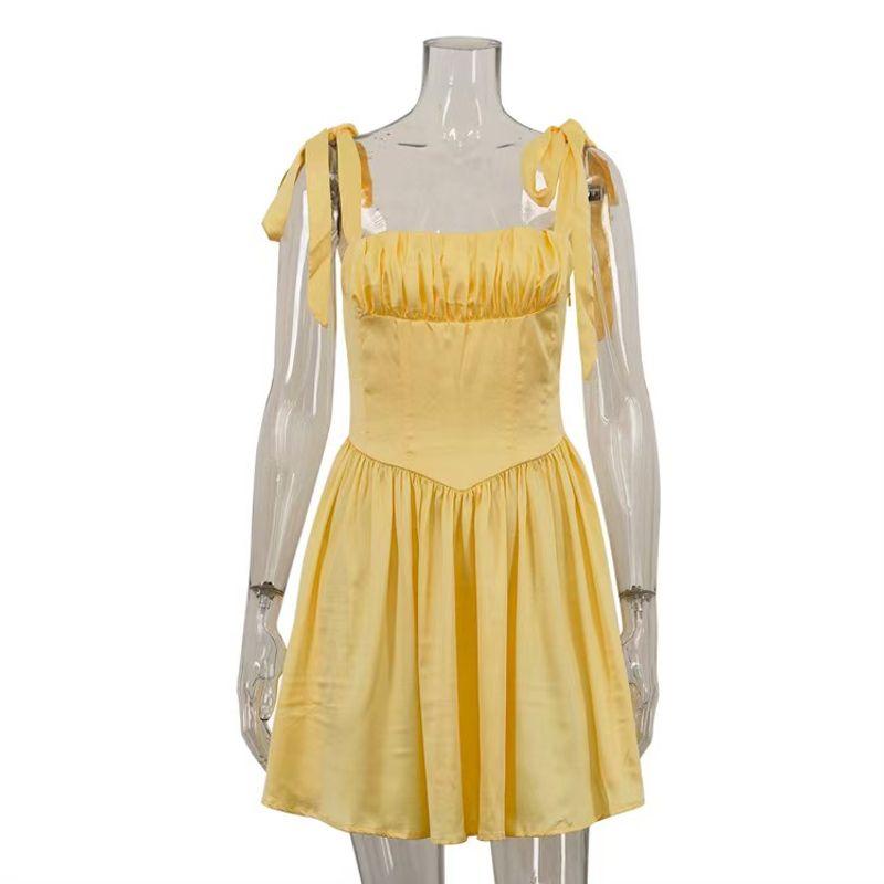 

Western Style New Sexy Backless Bow Bandage Dress Sexy Backless Bow Dress Yellow L