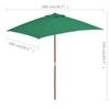 VidaXL Parasol d'Extérieur avec Mât en Bois, Pare-soleil de Patio, Abri de Soleil, Parasol de Plage Jardin Terrasse Balcon, 44534