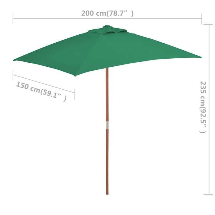 VidaXL Parasol d'Extérieur avec Mât en Bois, Pare-soleil de Patio, Abri de Soleil, Parasol de Plage Jardin Terrasse Balcon, 44534
