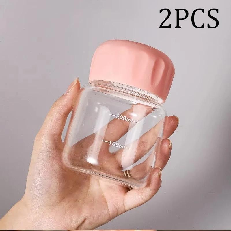 1/2PCS Petite Bouteille d'Eau 300ml Plastique Portable Anti-Fuite Mug Jus Lait Tasse à Boire avec Échelle pour Extérieur Cuisine École