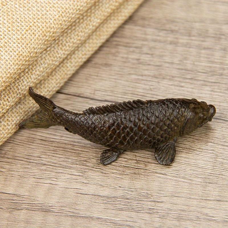 Retro Metall Karpfen Fisch Figur Miniatur Teetisch Haustier Kleine Verzierung Tier Feng Shui Handwerk Heimdekorationszubehör