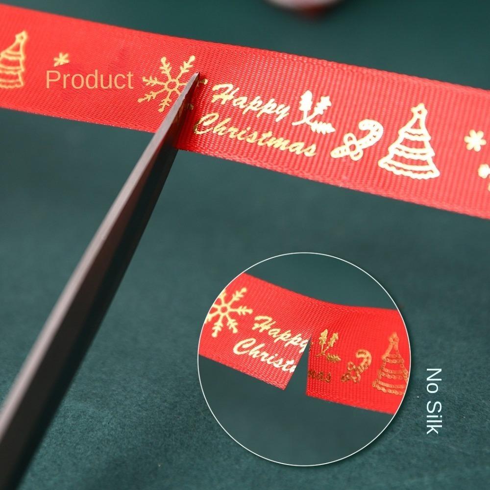 2.5cm Christmas Flower Packaging Gift Ribbon Bouquet Gold Hot Stamping Ribbon Ribbon Floral Packaging Material