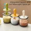 Leak Proof Glass Seasoning Bottle Retractable Spoon Spice Container Salt Storage Box Home Use