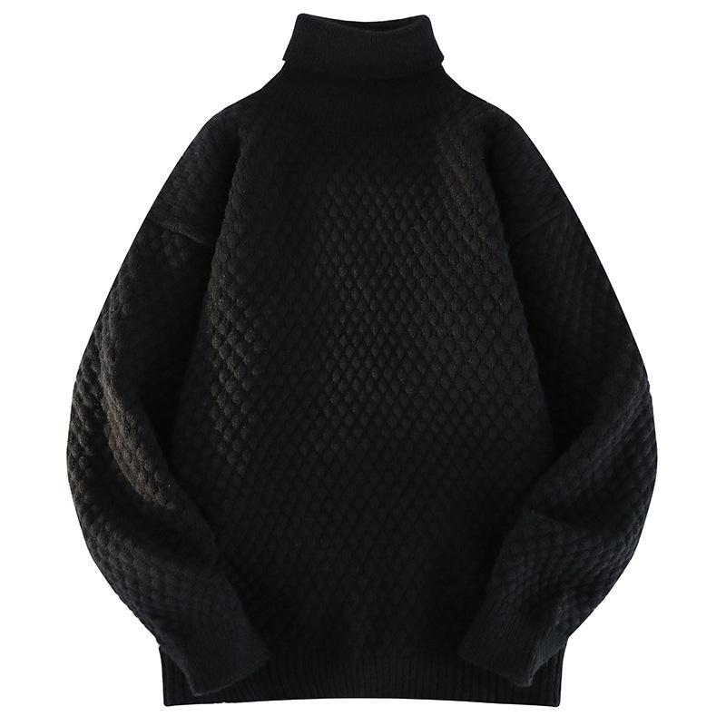 White Pullover Turtleneck Men's Knitted Sweater Autumn and Winter New Trendy Brand Loose Casual Student Sweater