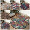Boho Mandala Runder Teppich Bunter Blumendruck Bereichsteppich für Wohnzimmer Schlafzimmer Stuhl Rutschfeste Fußmatte Zuhause Küche Fußmatte