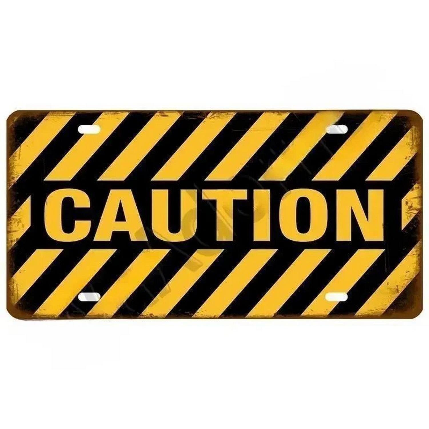 

Caution License Plates Metal Tin Signs for Wall Art Decoration Vintage Tags Metal Automotive Signs For Cafe Bar Club Garage Pub 20X30CM