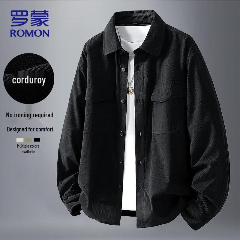 

ROMON Мужская вельветовая свободная рубашка с длинным рукавом 3XL