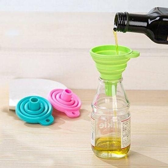 5 Pezzi Imbuto Pieghevole in Silicone, Mini Imbuto Pieghevole per Olio da Cucina, Strumento Portatile Piccolo per Trasferimento di Liquidi per Bottiglie
