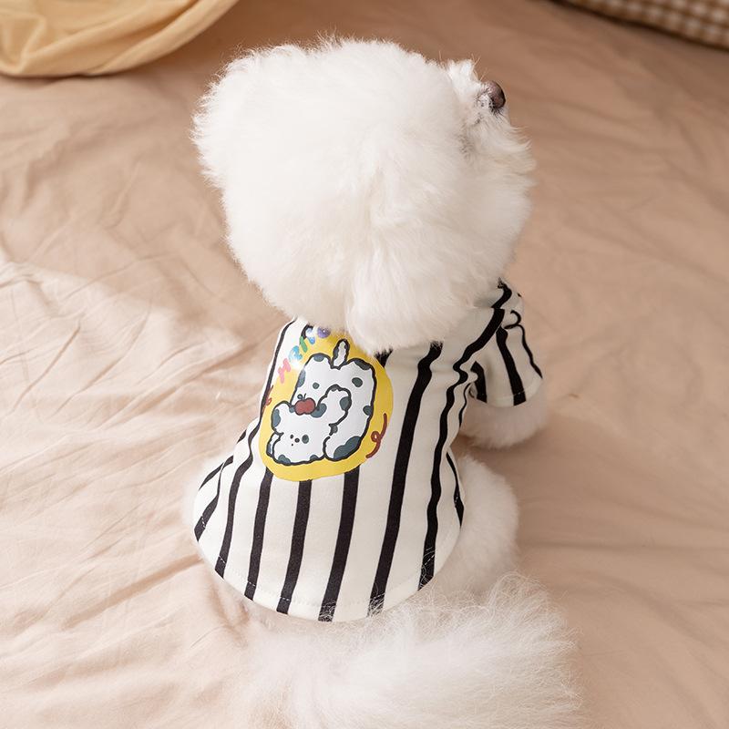 Autumn and Winter Dog Clothes Striped Shirt Thin Bottoming Shirt Medium and Small Dog Teddy Bear Cat Pet Clothes