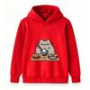 Kids Boys Girls Hooded Pullover Sweatshirt Cute Cartoon Cat Sushi Pattern Casual Soft Pullover Top for Daily Wear Gift for Sushi Lovers