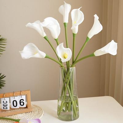 5/10 Stück Weiße Calla Lilie Künstliche Blumenstrauß für Heimzimmerdekor Gefälschte Blumen Garten Hochzeitsdekoration DIY Vasenornament