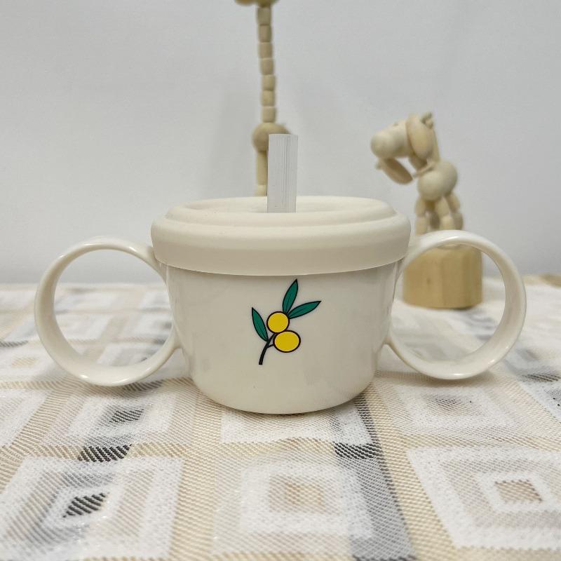 

Детская прикормочная двусторонняя миска Многофункциональная двусторонняя миска с трубочкой и крышкой Защита от брызг и протекания Чашка для перекуса