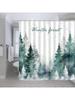 Winterwald Frohe Weihnachten Duschvorhang Schneeflocke Kiefer Baum Schneelandschaft Aquarell Weihnachtsbaum Feiertagsfest Schmuck
