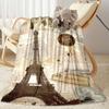 Pink Paris Tower Romantic Travel Flannel Pink Girl Blanket Soft Plush Sofa Nap Blanket