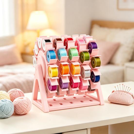 Thread Spool Display Stand Rotating Sewing Organizer, 60 Spools Capacity 360 Degree Swivel Supplies Storage Rack, Embroidery Holder for Room