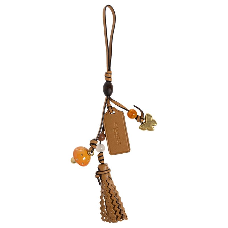 COACH Heritage brand beaded butterfly mushroom, zinc alloy and resin, bag peripherals, women s model, honey brown honey brown золотой
