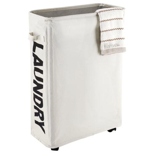 Caroeas 45L Úzký koš na prádlo, Skládací s kolečky, Vodoodpudivý a s uchy, Úzký koš na prádlo pro pohodlné skladování