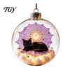 Outdoor Festive Party Supplies Halloween Glowing Sphere, Lighted Clear Ball Ornament, Cute Witch Bedroom Ceiling Ornament Cat, LED Hanging Decoration