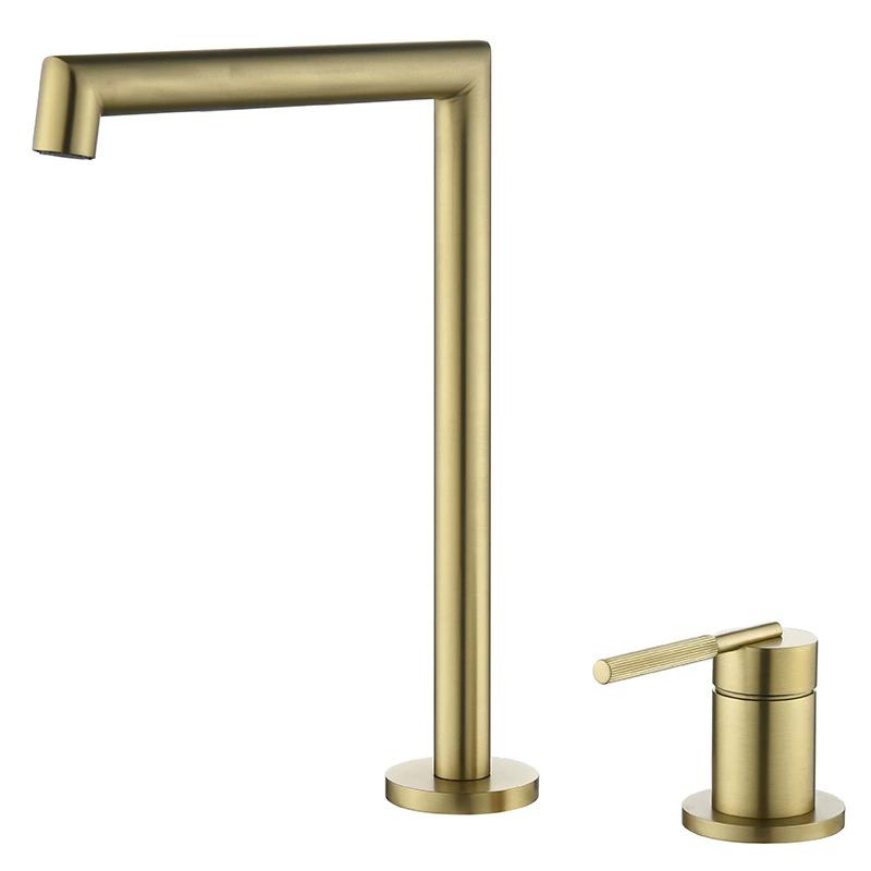 Tuqiu Brushed Gold Basin faucet Gray Bathroom Faucet two holes bathroom Sink faucet sink tap rotating widespread basin Tap