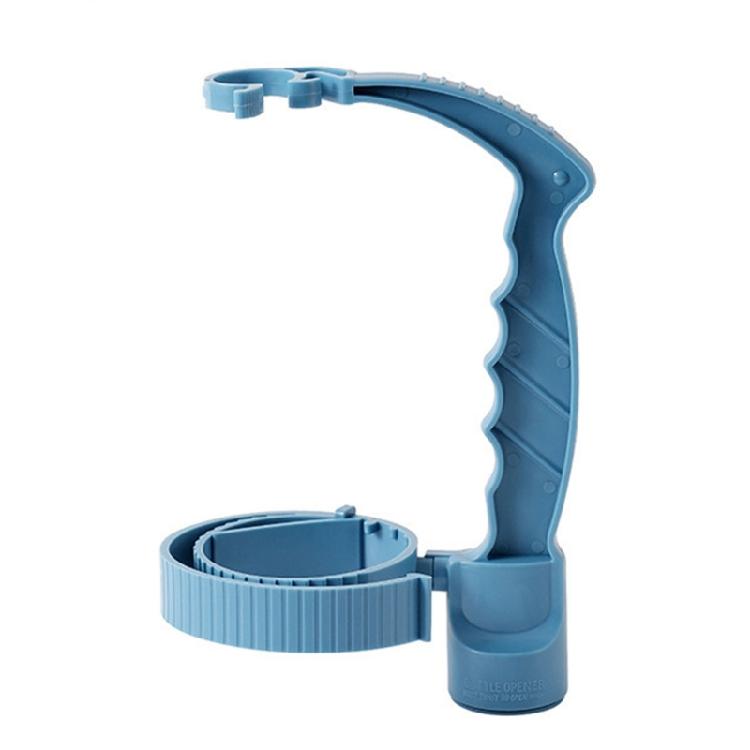 

Double Purpose Plastic Bottle Handle Combining Leak proof Pour Control And Built In Bottle Caps Opener синій