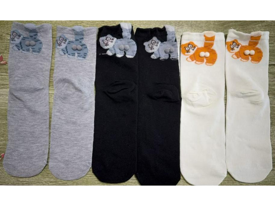 Cartoon Kitten Jingle Bells Women's Mid-Calf Socks (Summer, Ins Cute, Funny)