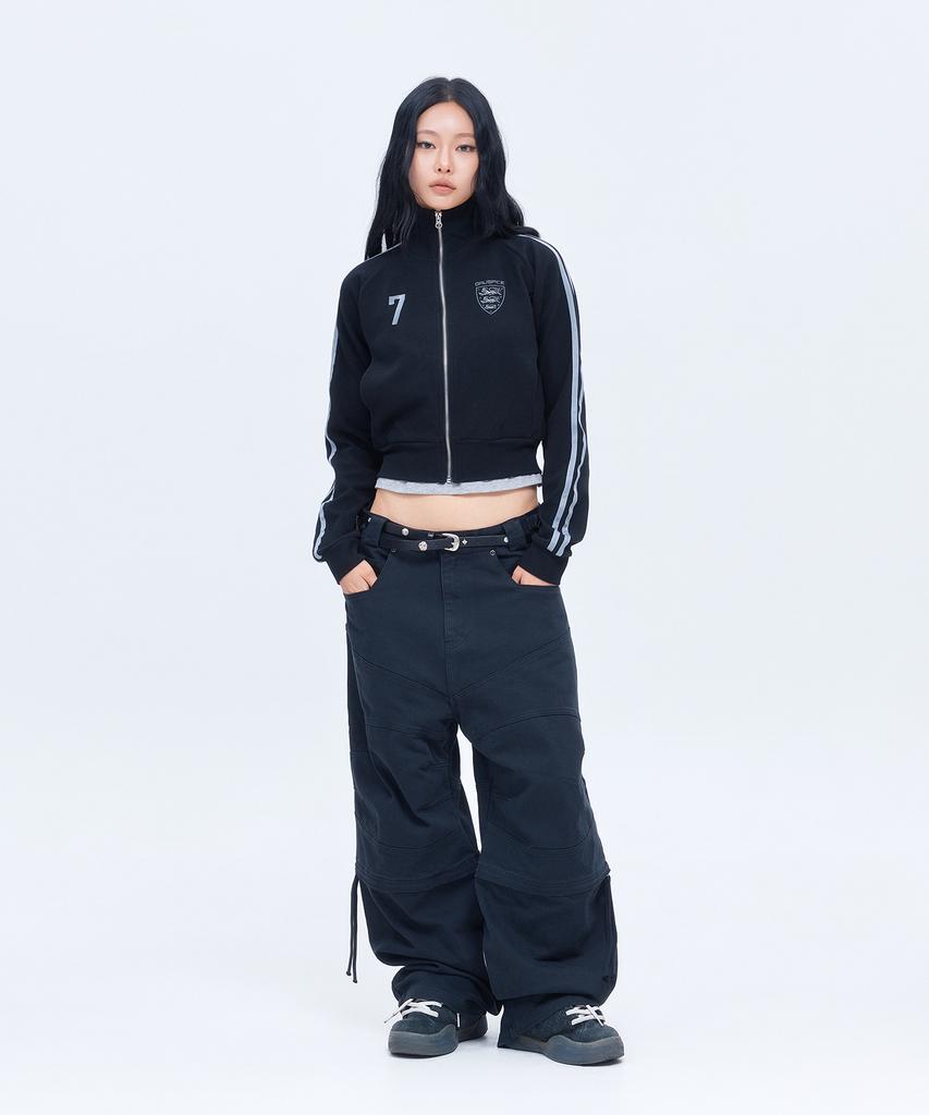 DAUSPICE (Duc) Waffle Cropped Track Top Black