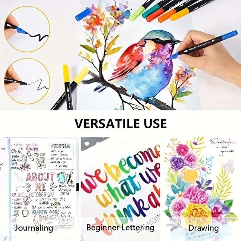 Pennarelli Artistici Doppia Punta, Pennello & Punta Fine, Adatti per Artisti per Colorare con Pennello & Punta Fine, Per Uso Professionale