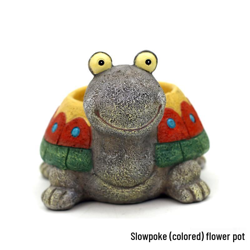 

Креативный мультяшный горшок для суккулентов в виде черепахи: Микро-ландшафтный смоляной садовый декор и вазовые украшения