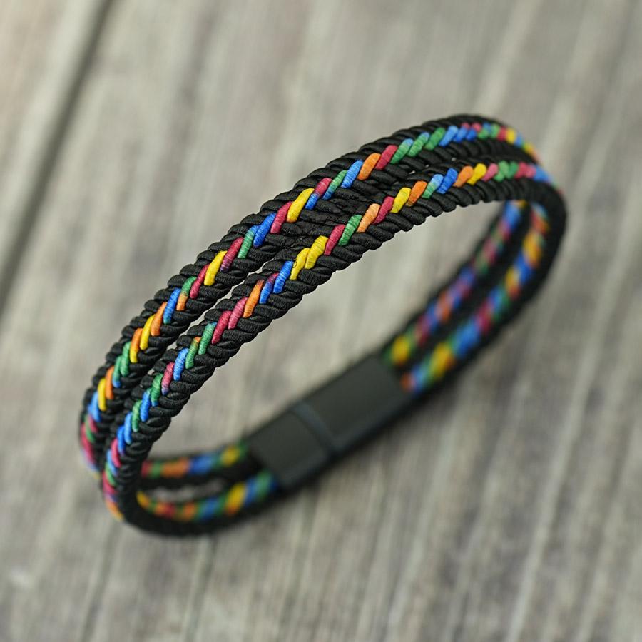 

Noter New Pride Rainbow Braided Bracelet For Men Women Handmade Woven Rope Bangle Magnetic Clasp Wristband Versatile Jewelry 20.5cm(8inch)
