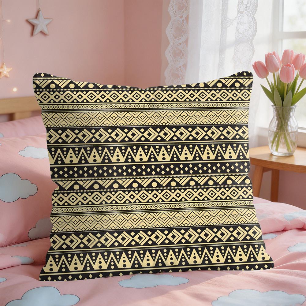 Geometric Ethnic Pattern Cushion Cover Square Short Plush Pillow Case Living Room Sofa Home Decor Funda X