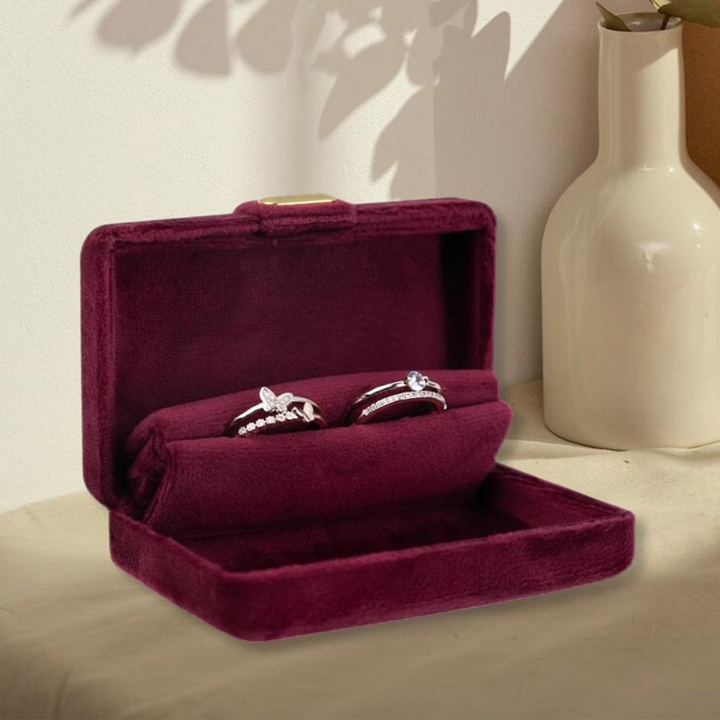 Velvet Ring Box For Jewelry Display And Storage Soft Interior Crafted Jewelry Rings Box With Multiple Compartments
