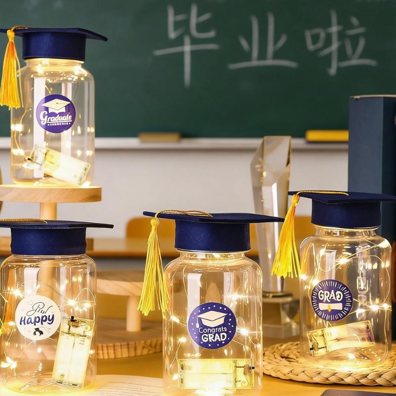 Light up Graduation Mason jar with Graduation Cap Class of 2026 Graduation Centerpieces for Congrats Graduate Party