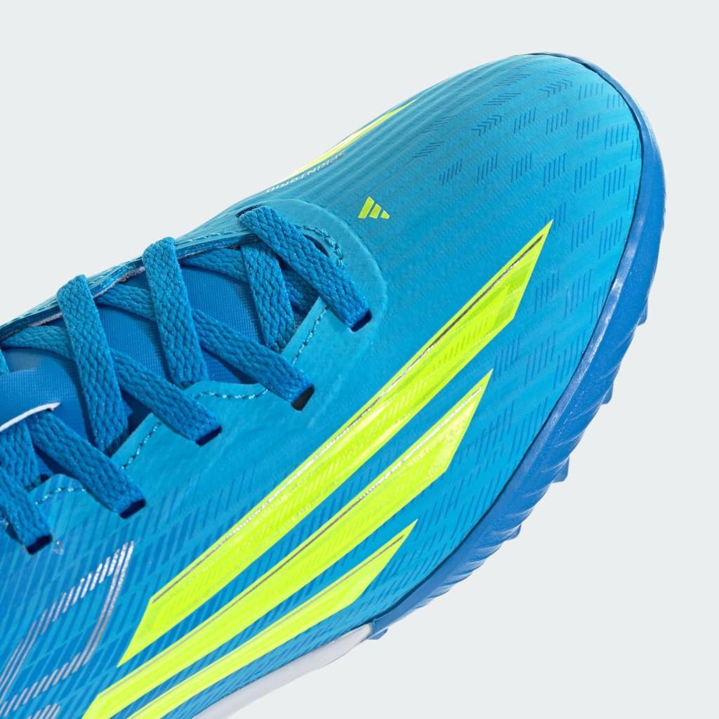 adidas F50 LEAGUE Turf Football Kids JR9017 Kids' Performance Sports Shoes Lucid Ray Blue / Team Solar Yellow 2 / Lucid Aquamarine